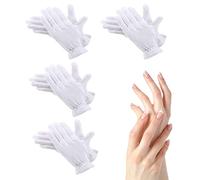 Hand Moisturising Gloves, 4 Pair White Gloves with Elastic Wristband Reusable Cotton Gloves for Eczema Dry Hands Care Coin Jewelry Inspection