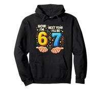 Hand Now I'm 6 Next Year I'll be 7 Six Years Old Boys Girls Pullover Hoodie