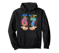 Hand Now I'm 6 Next Year I'll be 7 Six Years Old Boys Girls Pullover Hoodie