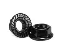 Hand Nut 2-50Pcs Carbon Steel Serrated Flange Nut Black Nickel Plated Colour Zinc Hex Serrated Spinlock Lock Flange Nuts M3~M12(Black - 1pc,M3-50pcs)