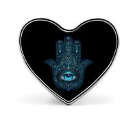Hand of Hamsa & All-Seeing Eye Heart Metal Brooches 1 Inch Memorial Badges Exquisite Decorations Pins for Clothing