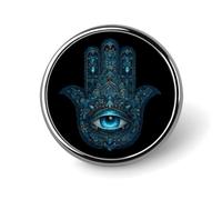 Hand of Hamsa & All-Seeing Eye Round Metal Brooches 1 Inch Memorial Badges Exquisite Decorations Pins for Clothing