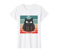 Hand Off Please Funny Social Distance Cat Value Graphic T-Shirt, Women, White, L