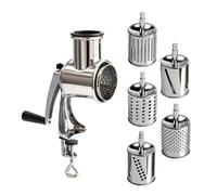 Hand Operated Food Processor Featuring Quick Roller Change for Efficient Cheese Grating, Nut Chopping and Garlic Crushing Kitchen Tool