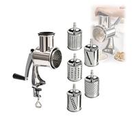 Hand Operated Food Processor Featuring Quick Roller Change for Efficient Cheese Grating, Nut Chopping and Garlic Crushing Easy to Use Suction Cup Cheeses Grater with Pusher for Efficient Grating