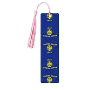 Hand-Oregon State Flag Printed Wooden Bookmarks-5 Rectangular Bookmarks with Perforations and Decorative Tassels