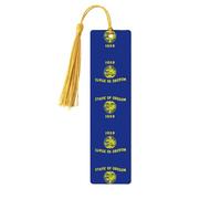 Hand-Oregon State Flag Printed Wooden Bookmarks-5 Rectangular Bookmarks with Perforations and Decorative Tassels