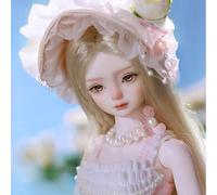 Hand-Painted 1/4 BJD Doll Pastoral Style Ball Jointed SD Dolls with Fashion Dress French Hat, for Birthday Gifts (17.3 in)