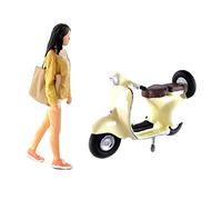 Hand Painted 1/64 Figures Girl Motorcycle Train Railway Layout S Scale Yellow