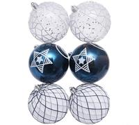 Hand Painted 6PCS Christmas Ornaments Set Featuring Social Media Style Balls, Plastic For Holiday Tree Display(F)