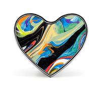 Hand Painted Abstract Colorful Texture Blue Green Black Heart Brooch Pin, Unisex Smooth Surface Lapel Tie Pin, Lightweight Badge Jewelry Crafts Decor for Costume Accessory Men Women