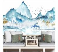 Hand Painted Abstract Ink Landscape Elk Forest 3D Wallpaper Silky Texture Home Study Office Grey Dining Room Sofa Bedroom Living Room TV Backdrop-350cm×256cm