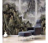 Hand Painted Abstract Retro Ink Landscape Painting 3D Wallpaper Easy Install Feature Office Living Room Sofa Bedroom TV Background Wall Decoration-400cm×280cm