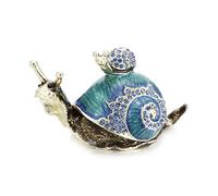 Hand Painted Animal Trinket Box for Home Decor, Hinged Jewelry Organizer for Ring Earrings Storage, Unique Personalized Figurine Collectible Keepsake Elegant Handmade Ornaments (Snail)