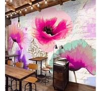 Hand Painted Art Beautiful Warm Line Flower 3D Wallpaper Silky Texture Home Study Office Grey Dining Room Sofa Bedroom Living Room TV Backdrop-300cm×210cm