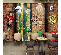 Hand Painted Art Cartoon Characters Football Graffiti 3D Wallpaper Silky Texture Home Study Office Grey Dining Room Sofa Bedroom Living Room TV Backdrop-430cm×300cm
