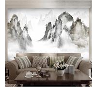 Hand Painted Art Ink Alpine Waterfall Birds 3D Wallpaper Luxury Silk Study Dining Feature Sofa Grey Bedroom Living Room Tv Decorative Wall-400cm×280cm