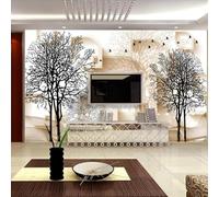 Hand Painted Art Line Black and White Tree Bird 3D Wallpaper Silky Texture Home Study Office Grey Dining Room Sofa Bedroom Living Room TV Backdrop-200cm×140cm