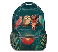 Hand-Painted Autumn Forest Bird Cartoon Print Backpack, Kids' Dreamy Fairy Tale Style Rucksack (print 1)