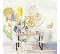 Hand Painted Beautiful Watercolour Flowers Roses Butterflies 3D Wallpaper Silky Texture Home Study Office Grey Dining Room Sofa Bedroom Living Room TV Backdrop-150cm×105cm