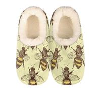 Hand-painted Bees Pattern Slippers for Women Slipper Socks Soft House Slippers Shoes for Bedroom Indoor, Winter Cozy Christmas Gifts