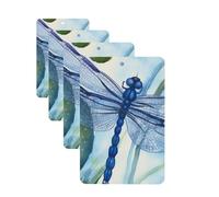 Hand painted blue dragonfly Car Air Fresheners Cards 4 Pcs Hanging Fragrance Scented Cards Long-Lasting Car Aromatherapy Tablets for Wardrobe Bathroom Car Interior Mirror Pendant Gifts