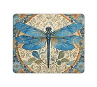 Hand Painted Blue Dragonfly Gaming Mouse Pad 10x12in, Cute Mouse Mat with Stitched Edges Non-Slip Waterproof Desk Pad Small Mousemat for Keyboard Home Office Gaming Work