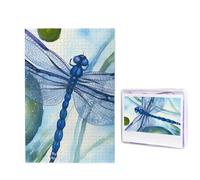 Hand Painted Blue Dragonfly Jigsaw Puzzle for Adults Challenging Wooden Puzzles 1000 Pieces Personalized Photo Puzzle Picture Jigsaws Custom Jigsaw Puzzles for Birthday