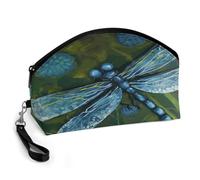 Hand Painted Blue Dragonfly Makeup Bag Toiletry Bag Cosmetic Organizer
