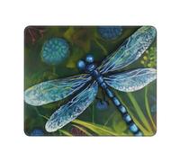 Hand Painted Blue Dragonfly Mouse Pads Custom Design, Waterproof Gaming Mousepad Washable Computer Mousepads with Non-Slip Rubber Base Square Mouse Mat for Laptop Office Home 10 x 12 inch