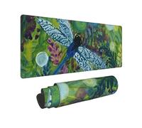 Hand Painted Blue Dragonfly Print Large Mouse Pad Non-Slip Desk Pad Protector Computer Keyboard Pad for Office Home 80 * 30 cm