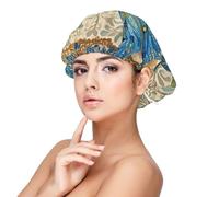 Hand Painted Blue Dragonfly Satin Bonnet Silk Bonnet, Hair Bonnet For Sleeping, Soft Double Layer Silk Sleeping Cap Hair Wrap For Women Natural Curly Braided Long Hair