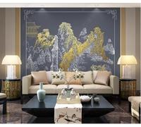 Hand Painted Cameo Palace Architecture Golden Line 3D Wallpaper Luxury Silk Study Dining Feature Sofa Grey Bedroom Living Room Tv Decorative Wall-300cm×210cm