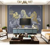 Hand Painted Cameo Palace Architecture Golden Line 3D Wallpaper Silky Texture Home Study Office Grey Dining Room Sofa Bedroom Living Room TV Backdrop-150cm×105cm