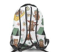 Hand-Painted Camping Print 16-inch Backpack: Tent Pine Tree Arrow Canoe Pattern Kids School Bag, Lightweight Durable Fashion Cartoon Rucksack (print 5)