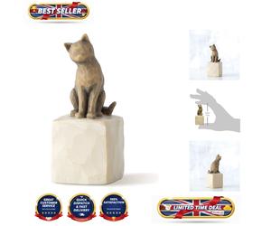 Hand-Painted Cat Figurine - Elegant Dark Gray Sculpture for Pet Lovers