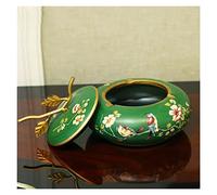 Hand Painted Ceramic Ash Tray, Windproof Smoking Anti Fly Ash Cigarette Smoking Ashtray for Home Living Room(Green)