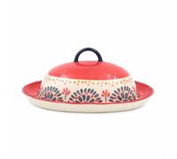 Hand Painted Ceramic Butter Dish with Lid 20.5 x 15 x 9 cm Butter Storage Container Kitchen Butter Keeper Tray Covered Butter Dish for Countertop Fridge Dining Table Serving Everyday Use Home Kitchens
