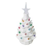 Hand Painted Ceramic Christmas Tree | Ceramic Christmas Tree Decorations Table Decoration | Prelit Tabletop Holiday Decoration with Star Topper Vintage Christmas Decor