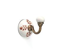 Hand Painted Ceramic Coat and Wall Hook Unique Ceramic Towel Hanger Robe Hook for Entryway Bedroom Kitchen Home - 1pc (White Floral)