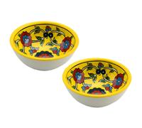 Hand Painted Ceramic Dipping & Spice Bowl - Hamra Zuma Yellow - Set of 2