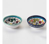 Hand Painted Ceramic Floral Dipping & Spice Bowl - Set of 2