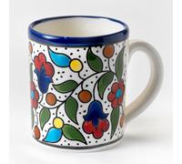 Hand Painted Ceramic Floral Mug - Blue