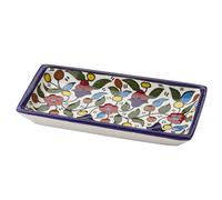 Hand Painted Ceramic Floral Tray - Navy