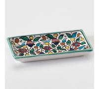 Hand Painted Ceramic Floral Tray - Turquoise