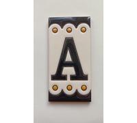 Hand-painted Ceramic House Number Tiles | SM-3 | 11 x 5.5 cm or 2.16 x 4.33" (Letter A)