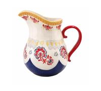Hand Painted Ceramic Jug Pitcher 17cm x 12.5cm Floral Design Milk Juice Water Serving Jug Kitchen Table Decor Creamer Pouring Jug Home Dining Drink Pitcher Decorative Kitchenware