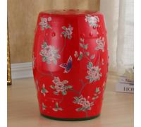 Hand-Painted Ceramic Round Garden Stool - Decorative Porcelain Side Table for Living Room, Classic Cottage & French Country Decor, Glazed Finish, Stylish Accent Piece