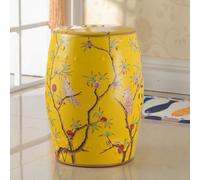 Hand-Painted Ceramic Round Garden Stool - Decorative Porcelain Side Table for Living Room, Classic Cottage & French Country Decor, Glazed Finish, Stylish Accent Piece