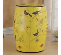 Hand-Painted Ceramic Round Garden Stool - Decorative Porcelain Side Table for Living Room, Classic Cottage & French Country Decor, Glazed Finish, Stylish Accent Piece